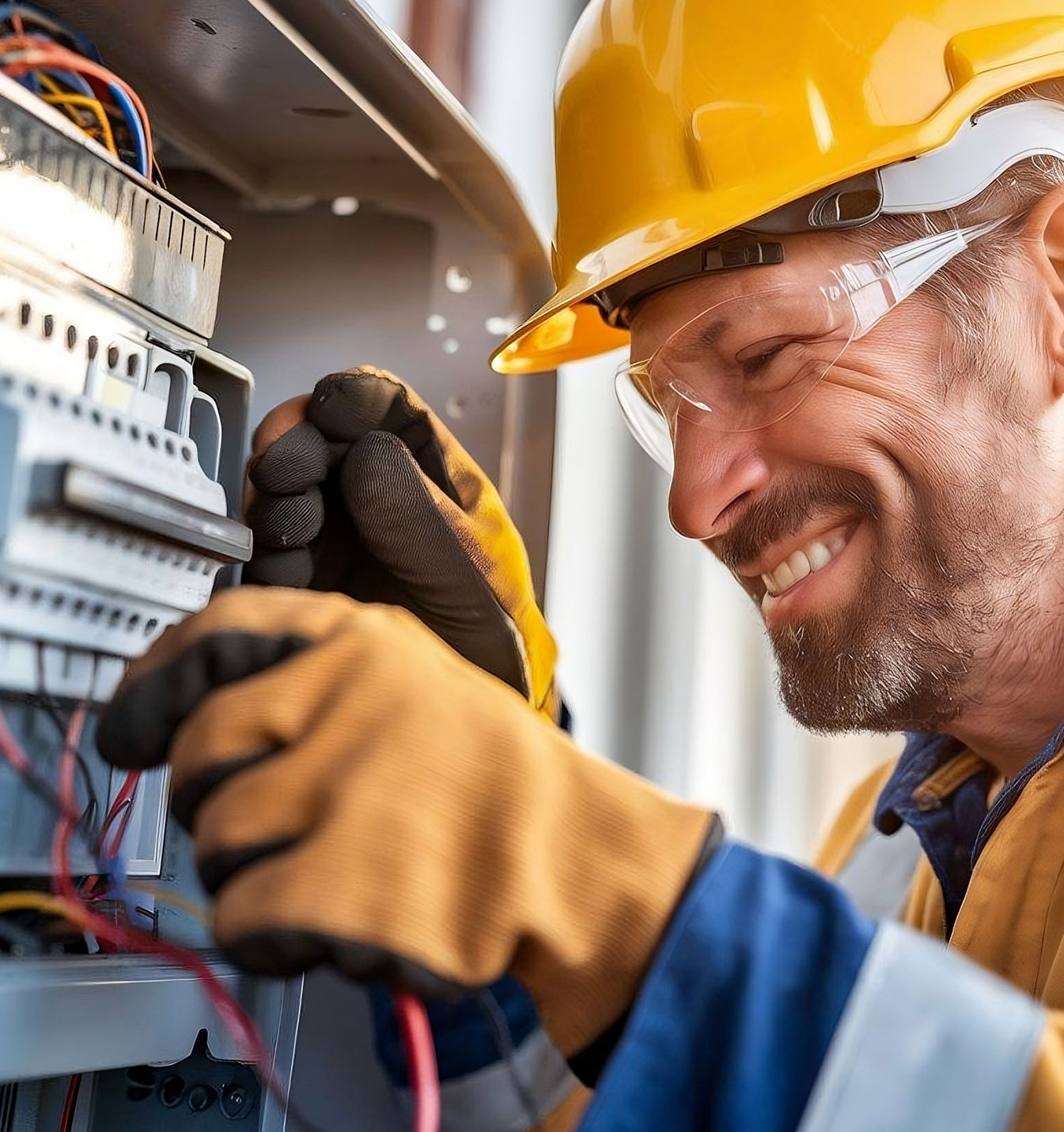 A gentleman smiling with a hardhat